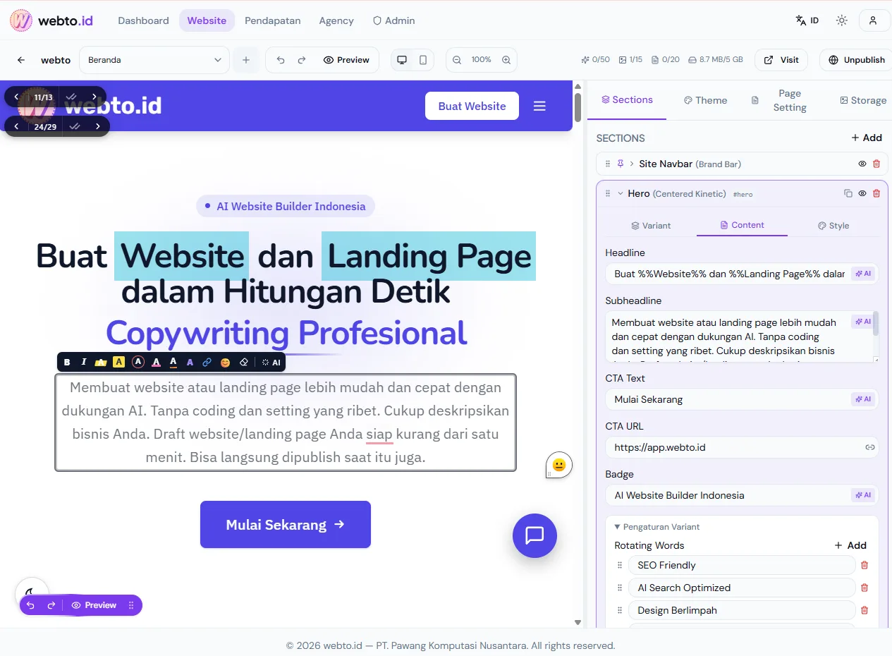 webto.id - AI Website Builder